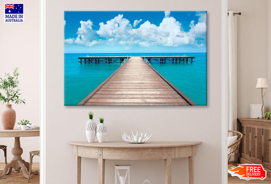 Wooden-Pier-In-Bacalar-Lagoon-With-Beautiful-Landscape Wall Art Decor 100% Australian Made