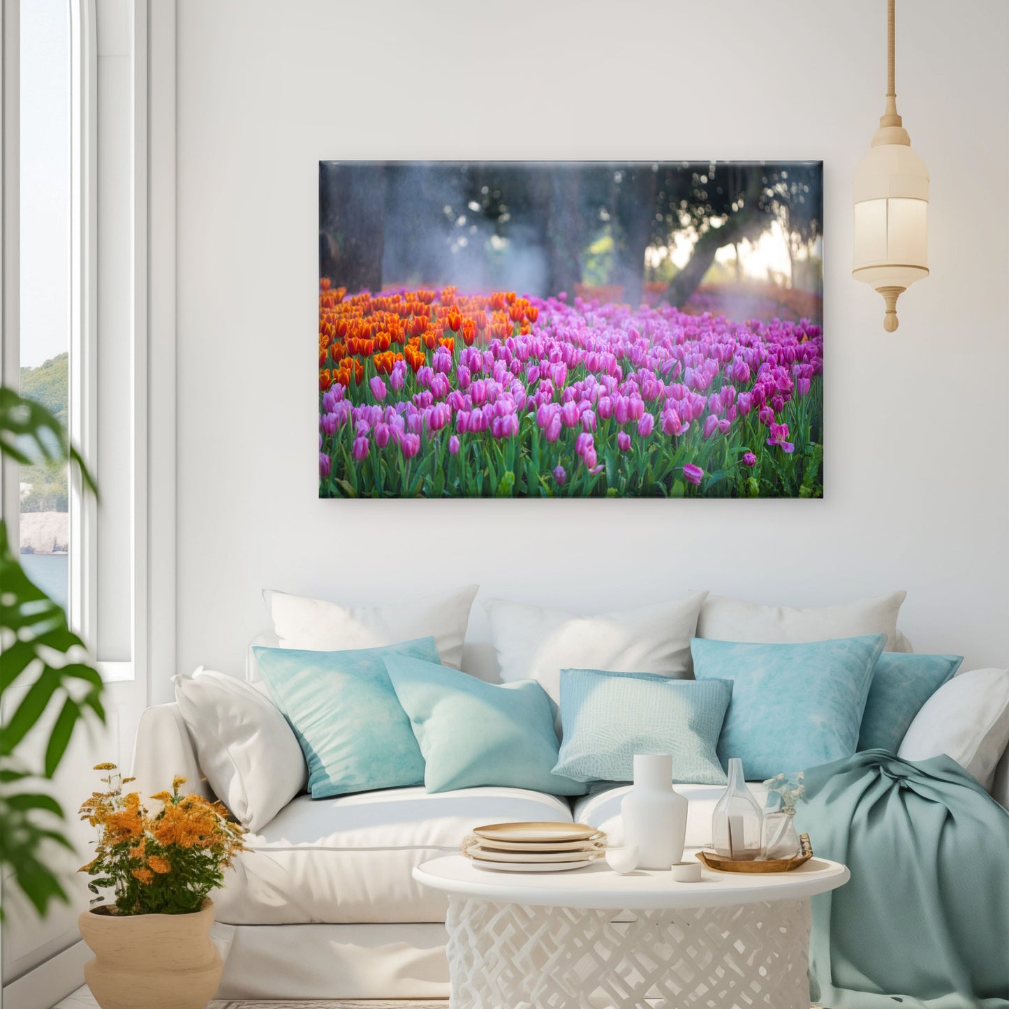 A Field Of Tulips in Full Bloom Wall Art Decor 100% Australian Made - Bella Home Decor