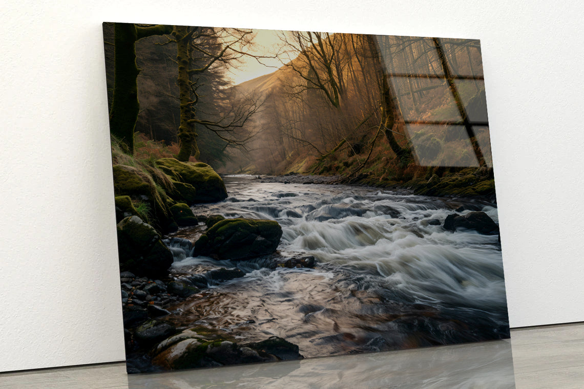 The River Flows through the Mountains of Wales Acrylic Glass Print Tempered Glass Wall Art 100% Made in Australia Ready to Hang - Bella Home Decor