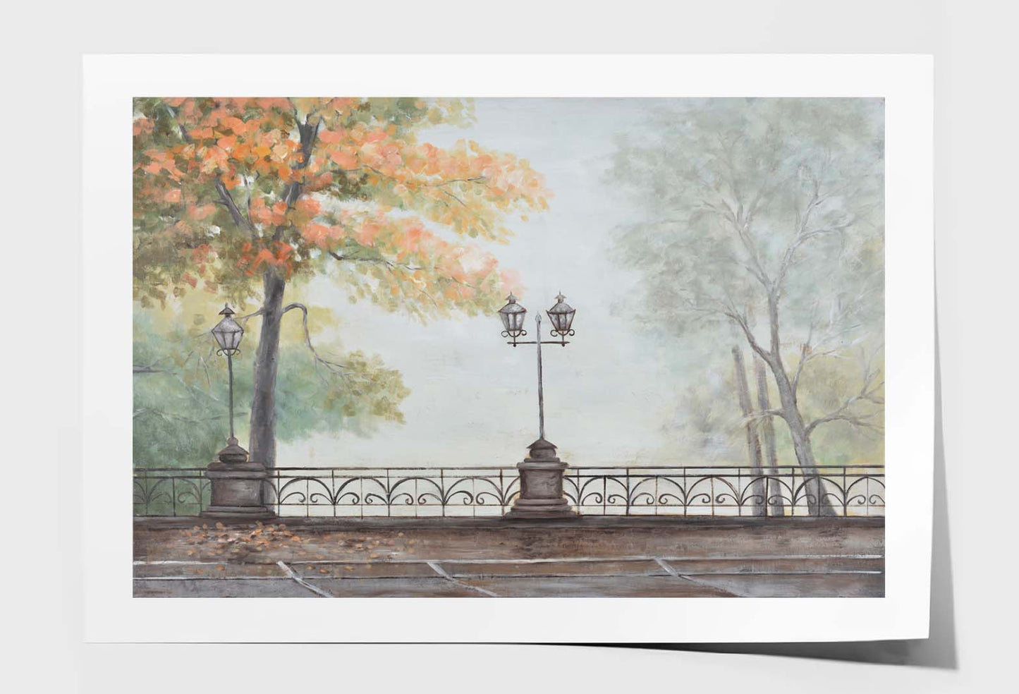 Street Lamps, Trees, Park Oil Paint Wall Art Limited Edition High Quality Print