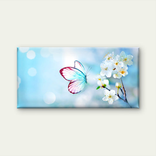 Spring Butterfly Blue Blossom Wall Art Canvas Office Home Room Framed 120x60cm
