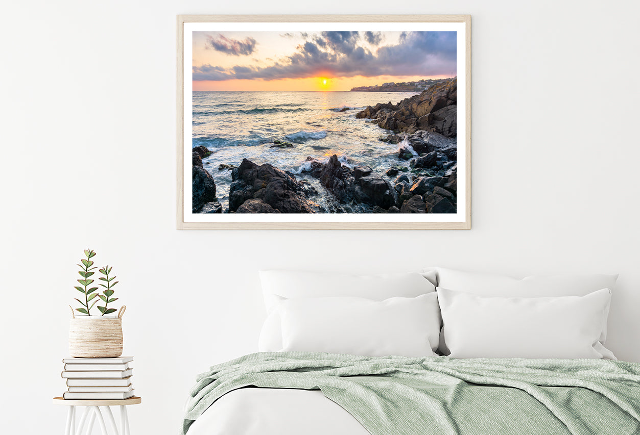 View of Coast of the Ocean at Sunset Home Decor Premium Quality Poster Print Choose Your Sizes