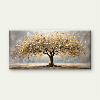 Golden & Beige Leaves Wall Art wall canvas office home room framed 120x60cm - Bella Home Decor