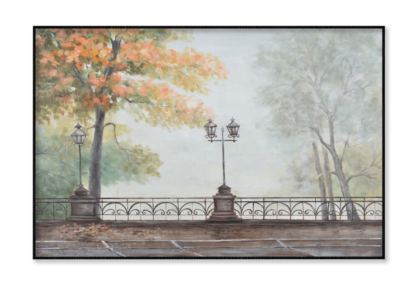 Street Lamps, Trees, Park Oil Paint Wall Art Limited Edition High Quality Print