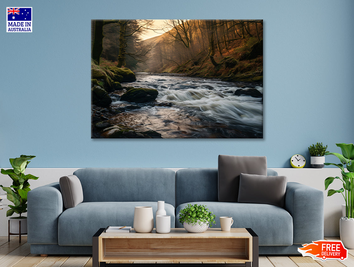 The River Flows through the Mountains of Wales Print 100% Australian Made - Bella Home Decor