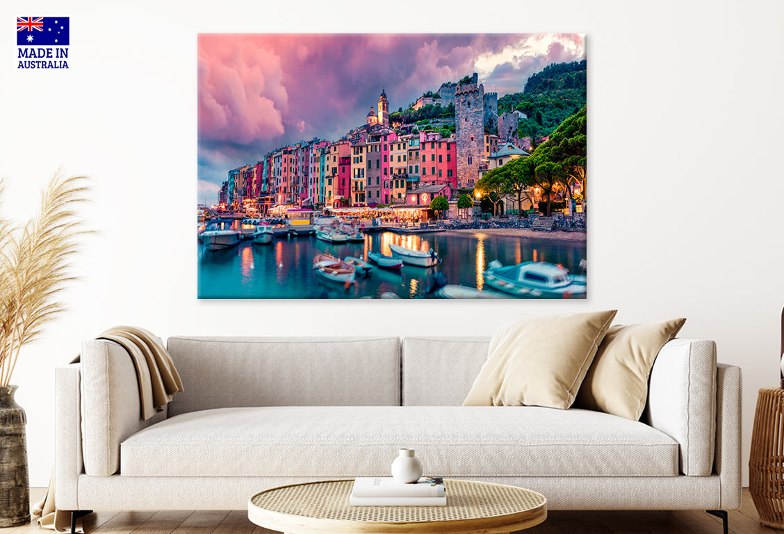 Portovenere Town Sunset Sea View Liguria Italy Wall Art Decor 100% Australian Made