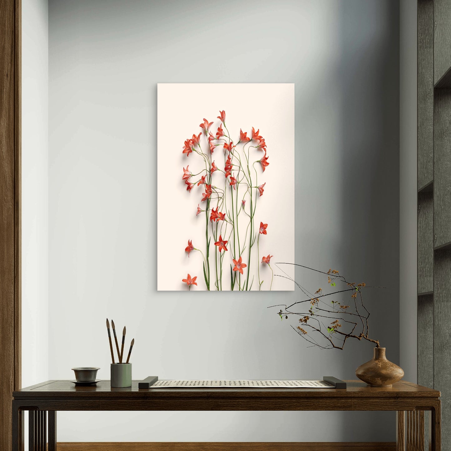 Orange Wildflowers Bouquet 60x90cm Metal Print Ready to Hang - Bella Home Decor