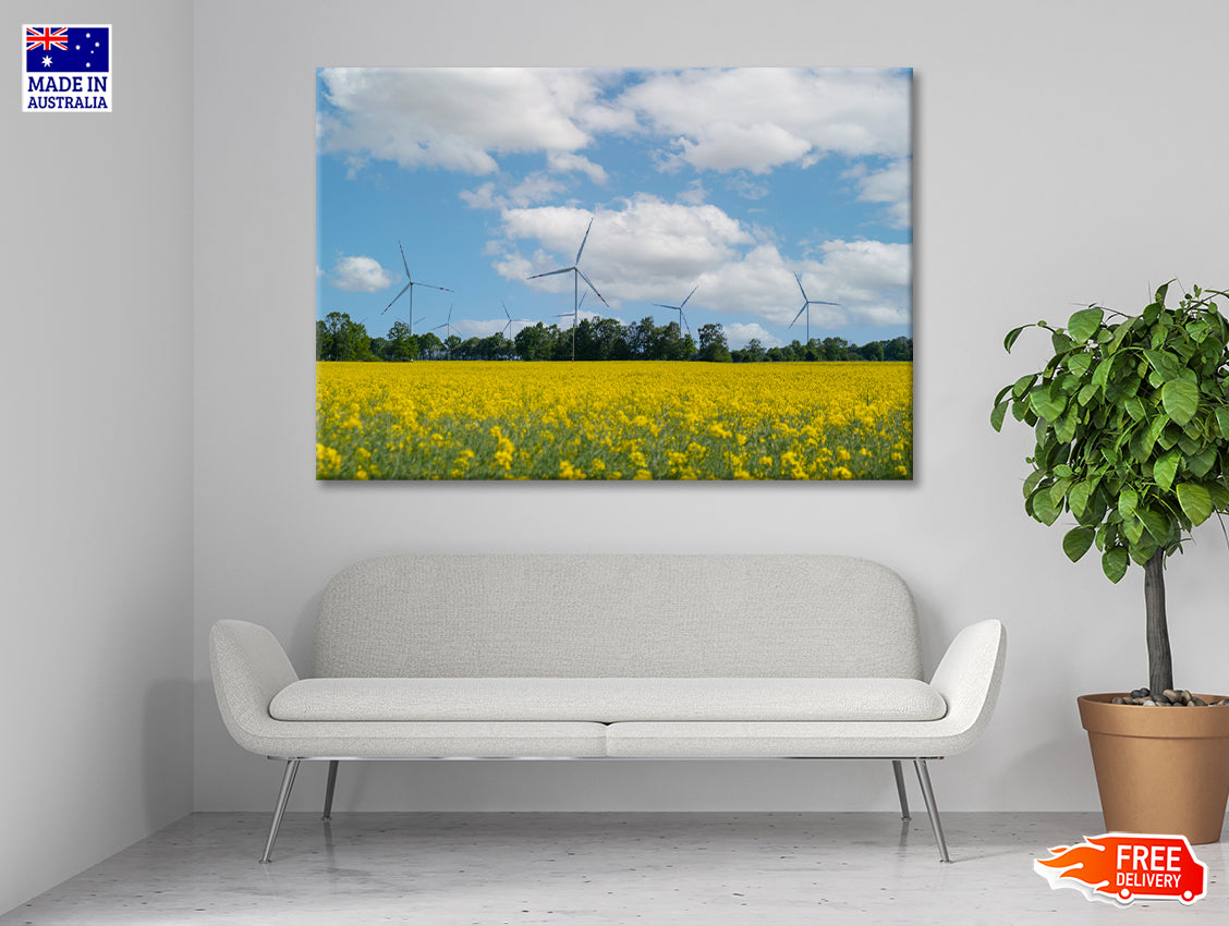 Rapeseed Plant and Wind Turbines Print 100% Australian Made - Bella Home Decor