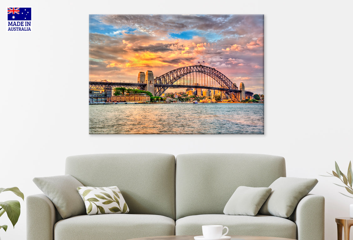 Sydney Harbour Bridge Sunset New South Wales Wall Art Decor 100% Australian Made