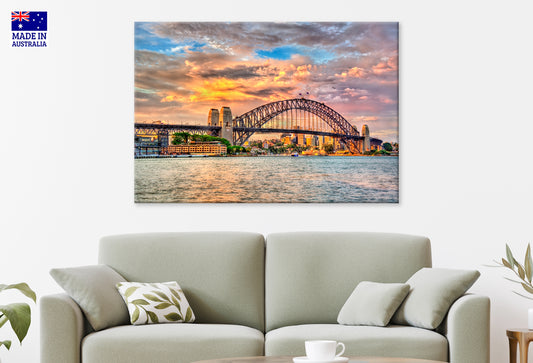 Sydney Harbour Bridge Sunset New South Wales Wall Art Decor 100% Australian Made