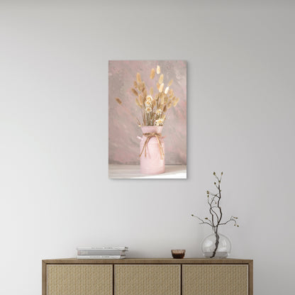 Cozy Dried Bunny Tail Grass Vase 60x90cm Metal Print Ready to Hang - Bella Home Decor