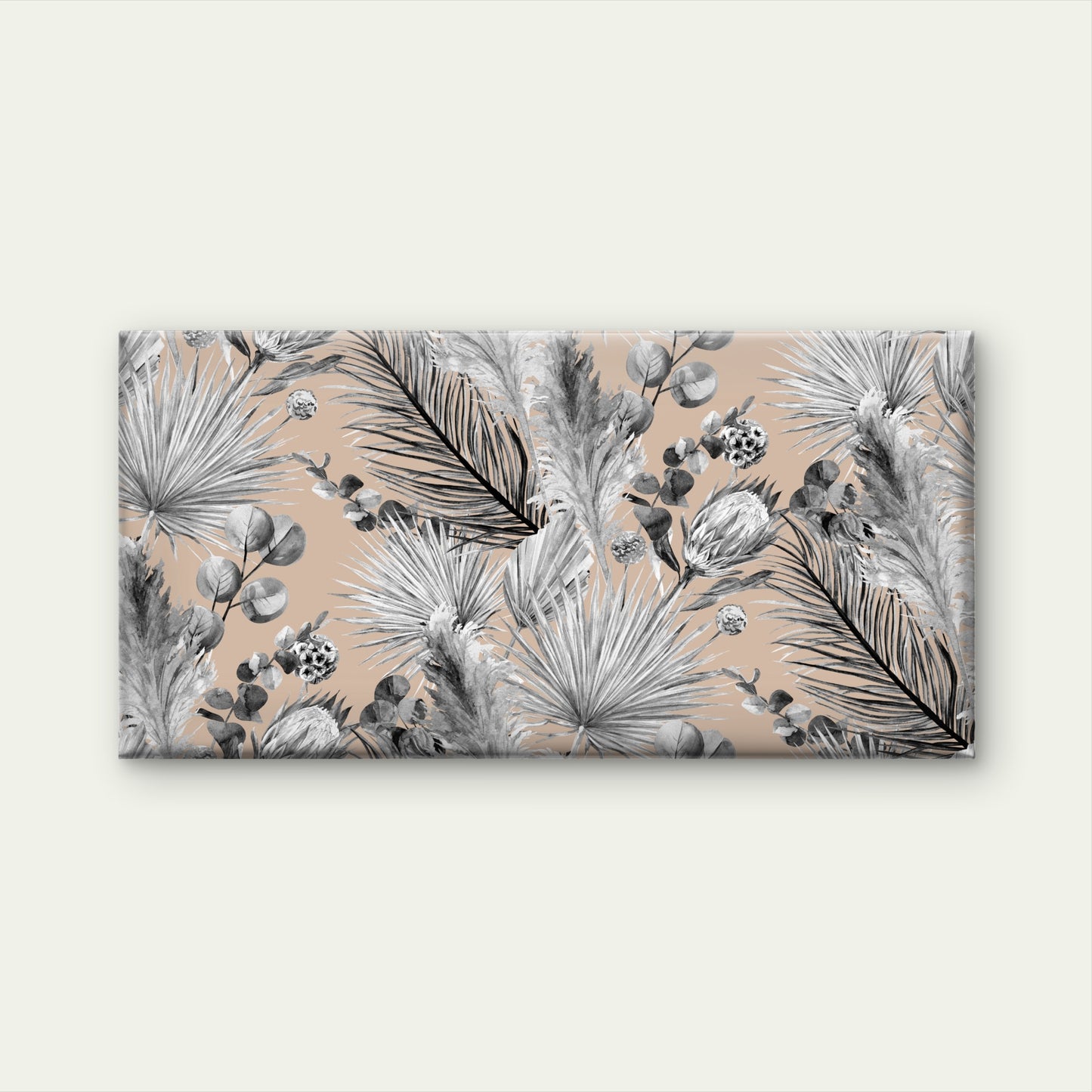 Black White Tropical Botanical Wall Art Canvas Office Home Room Framed 120x60cm