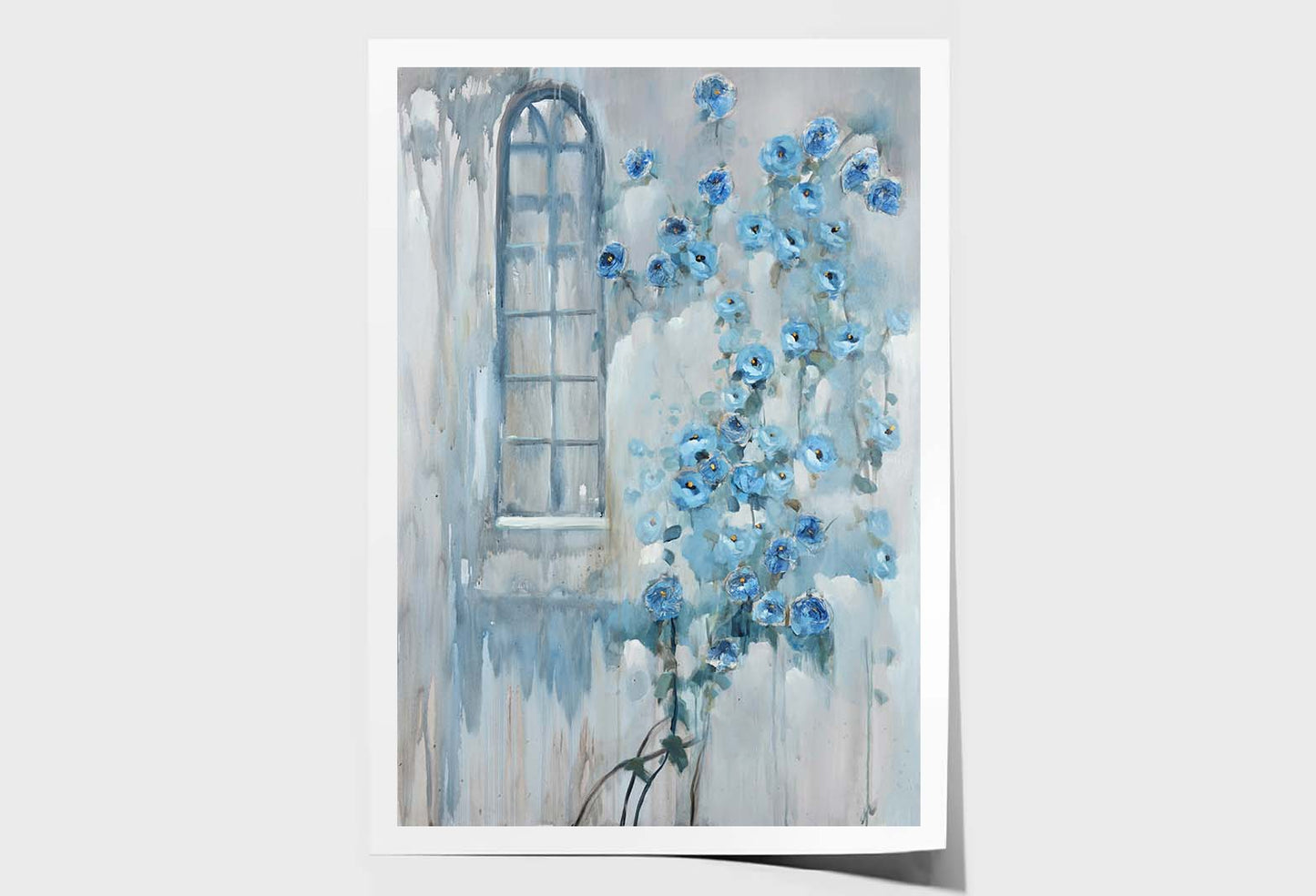 Spring, Flowers, Windows, Light Blue Wall Art Limited Edition High Quality Print