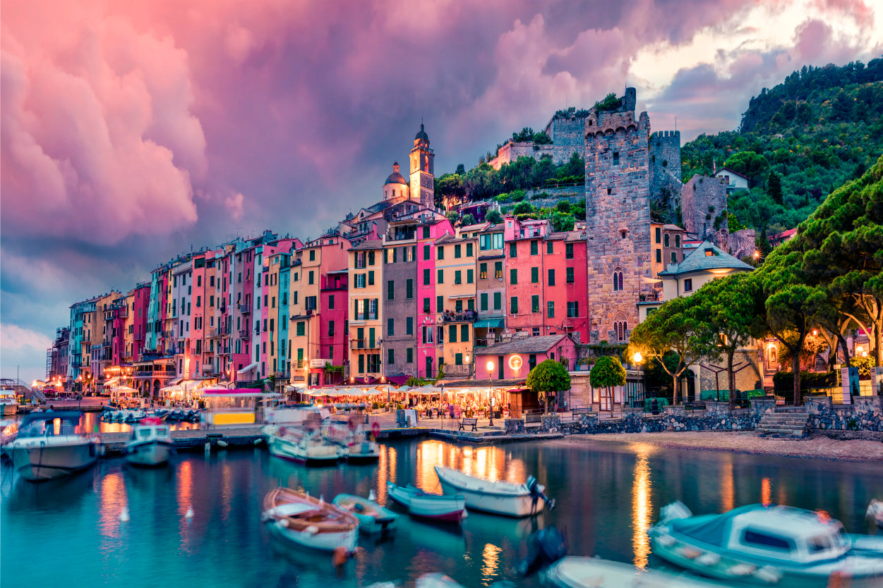 Portovenere Town Sunset Sea View Liguria Italy Wall Art Decor 100% Australian Made