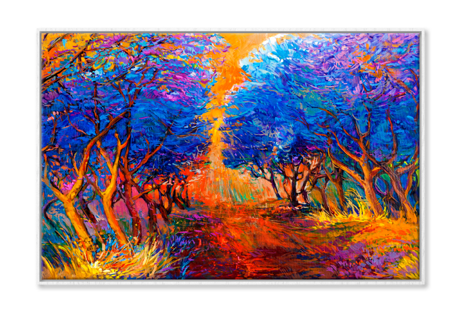 Autumn Forest Oil Painting Wall Art Limited Edition High Quality Print Canvas Box Framed White