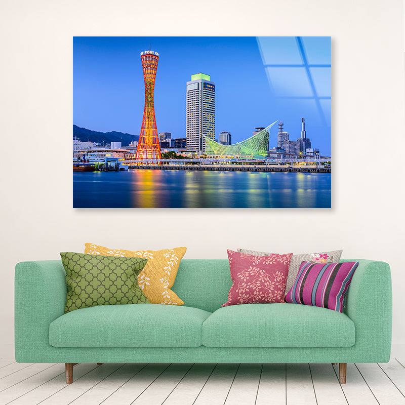 Kobe City Skyline with Kobe Tower Acrylic Glass Print Tempered Glass Wall Art 100% Made in Australia Ready to Hang - Bella Home Decor
