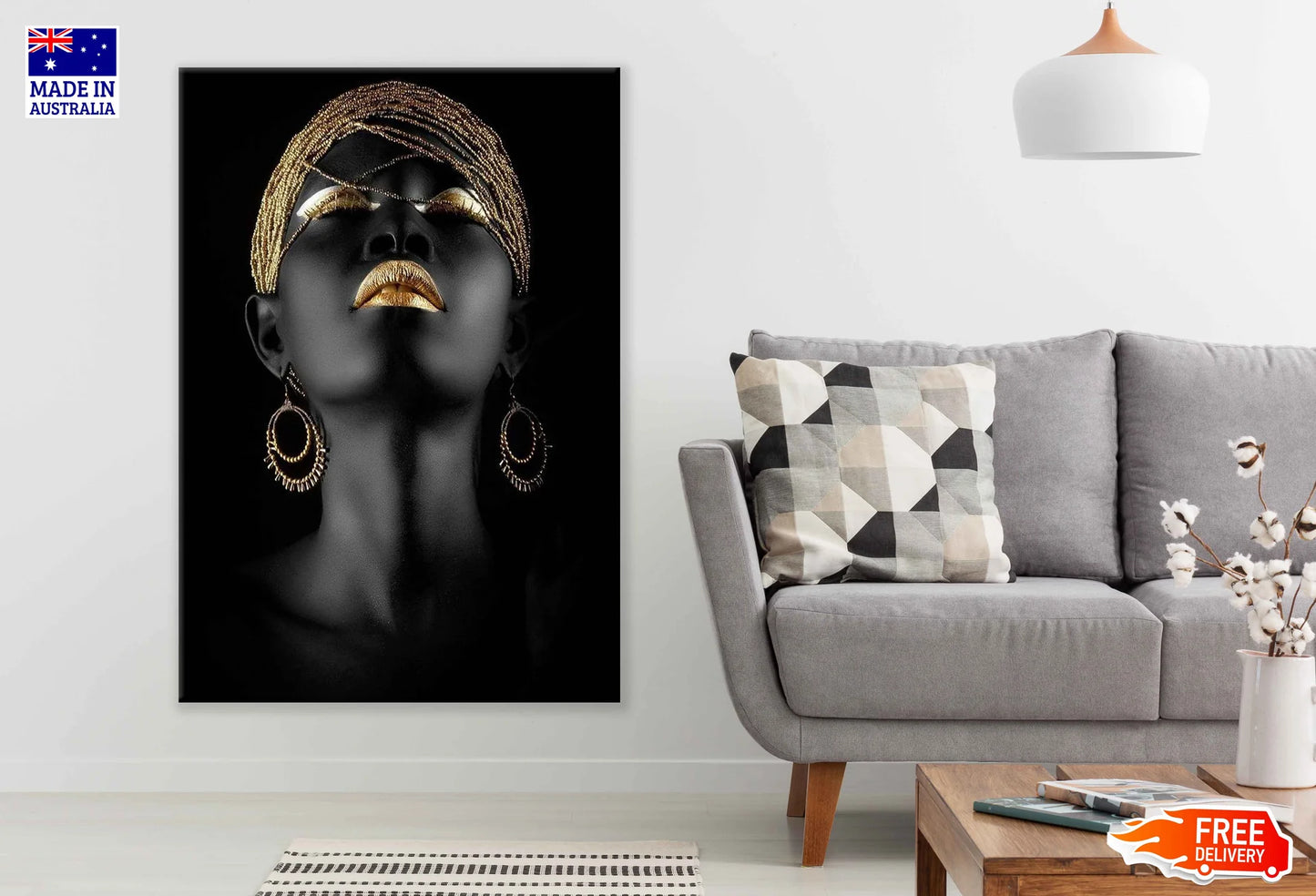 Golden Makeup With Women Face Photograph 60x90cm Print 100% Australian Made