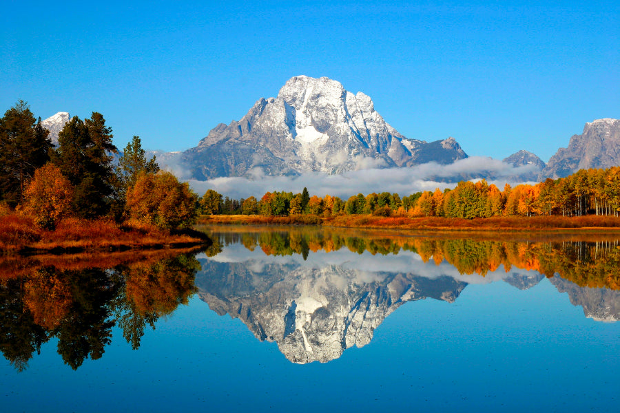 Mountain Is Reflected in A Lake Acrylic Glass Print Tempered Glass Wall Art 100% Made in Australia Ready to Hang - Bella Home Decor