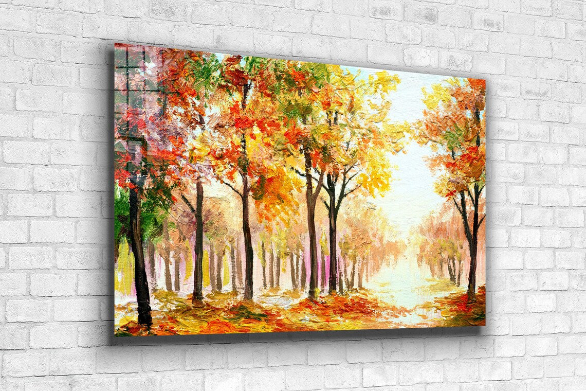 Autumn Trees Painting UV Direct Aluminum Print Australian Made Quality