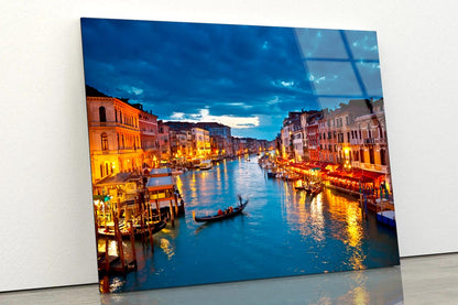 Grand Canal at Night, Venice Acrylic Glass Print Tempered Glass Wall Art 100% Made in Australia Ready to Hang - Bella Home Decor