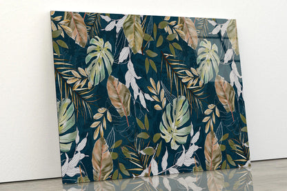 Beautiful Pattern of Tropical Leaves Acrylic Glass Print Tempered Glass Wall Art 100% Made in Australia Ready to Hang - Bella Home Decor