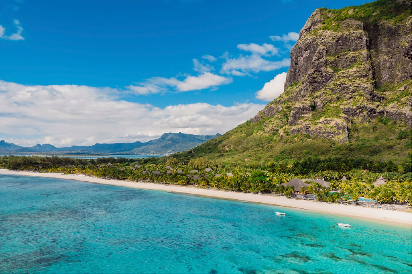 Le Morne Mountain Ocean & Beach Glass Framed Wall Art, Ready to Hang Quality Print