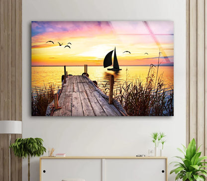 Wooden Pier & Boat Lake UV Direct Aluminum Print Australian Made Quality