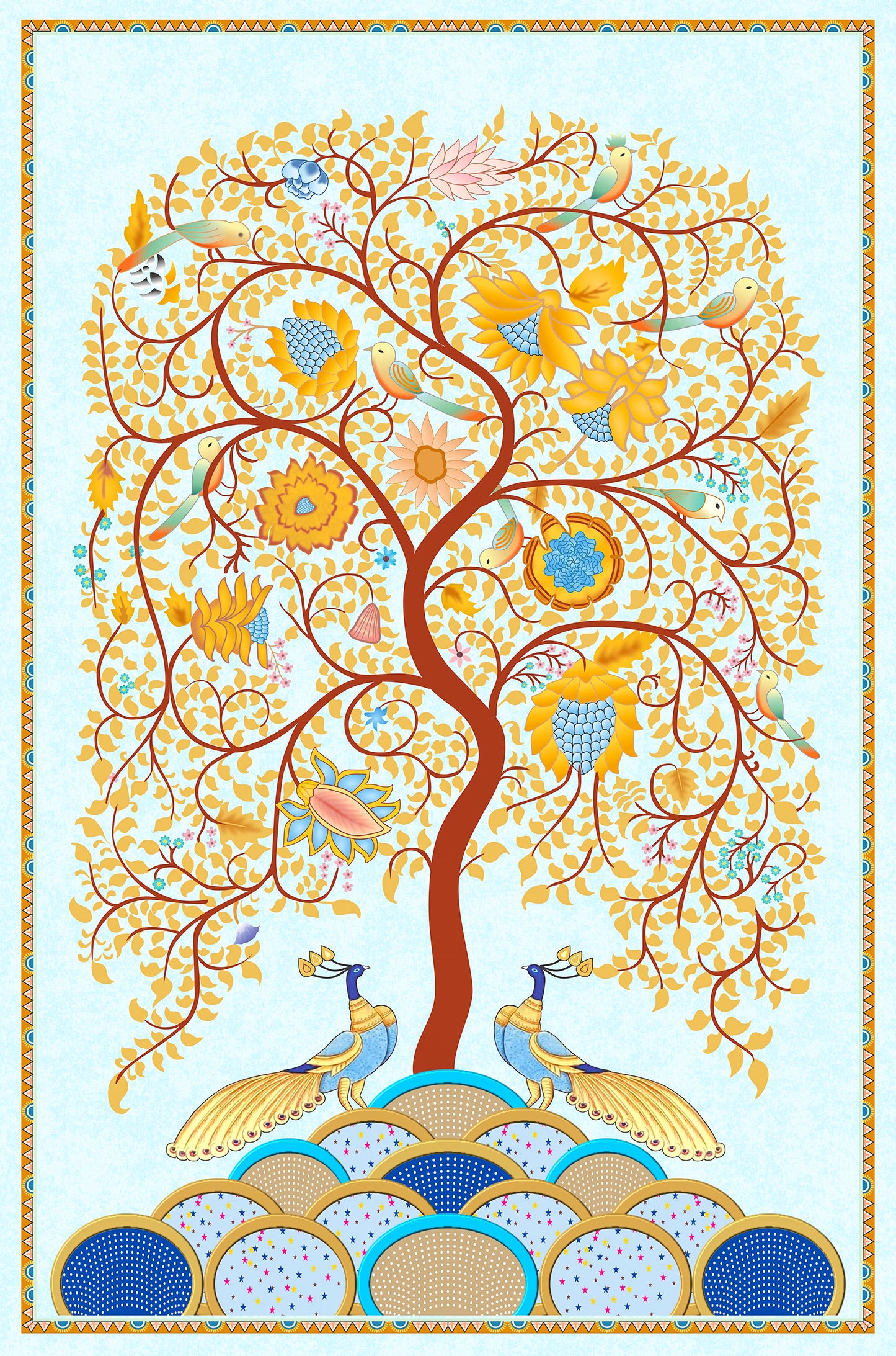 Tree of Life Peacock Art 60x90cm Metal Print Ready to Hang