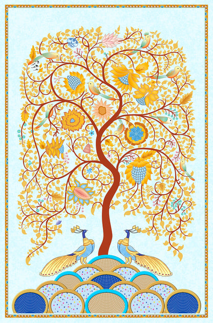 Tree of Life Peacock Art 60x90cm Metal Print Ready to Hang