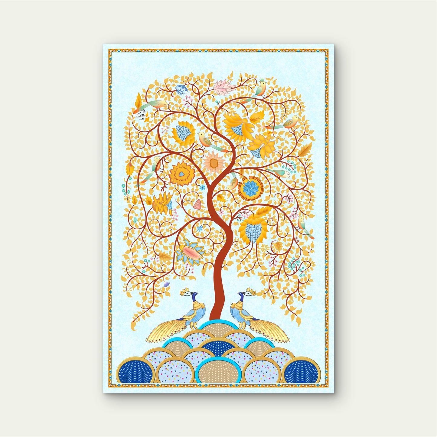 Tree of Life Peacock Art 60x90cm Metal Print Ready to Hang