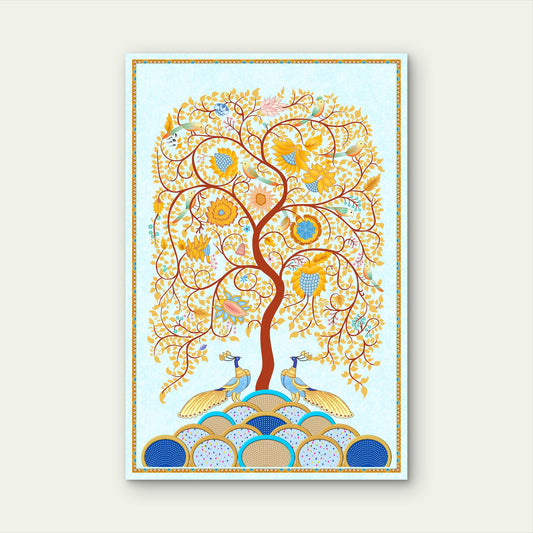 Tree of Life Peacock Art 60x90cm Metal Print Ready to Hang