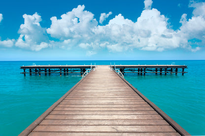 Wooden Pier In Bacalar Lagoon With Beautiful Landscape Acrylic Glass Print Tempered Glass Wall Art 100% Made in Australia Ready to Hang