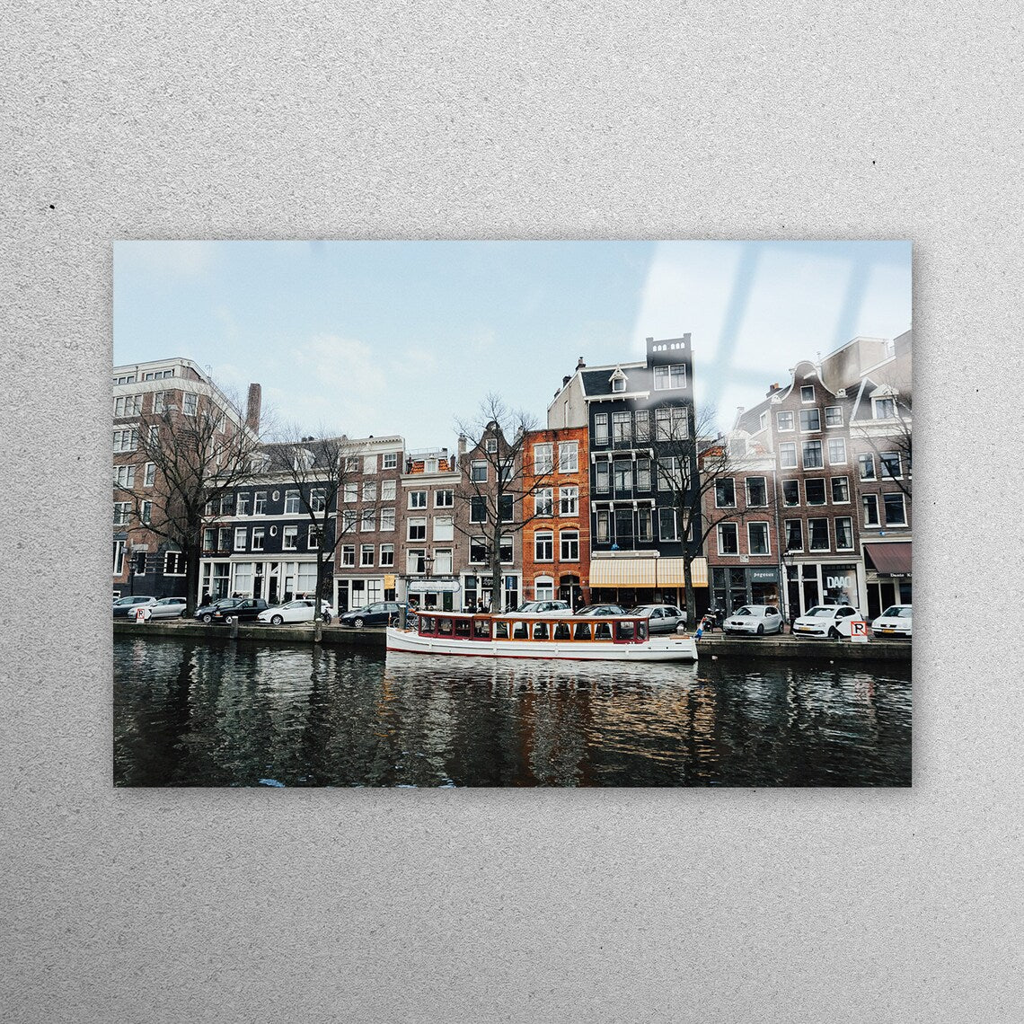 Boat Canal Amsterdam Acrylic Glass Print Tempered Glass Wall Art 100% Made in Australia Ready to Hang