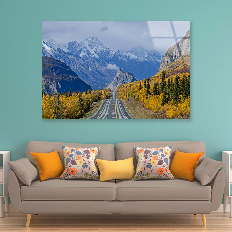 A Road Winding through a Mountainous Acrylic Glass Print Tempered Glass Wall Art 100% Made in Australia Ready to Hang