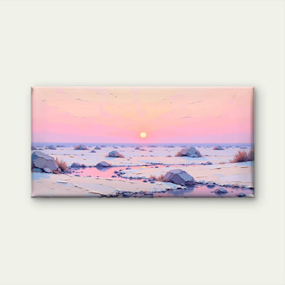 Pink Winter Sunset Horizon Wall Art Canvas Office Home Room Framed 120x60 cm - Bella Home Decor