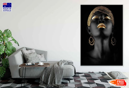 Golden Makeup With Women Face Photograph 60x90cm Print 100% Australian Made