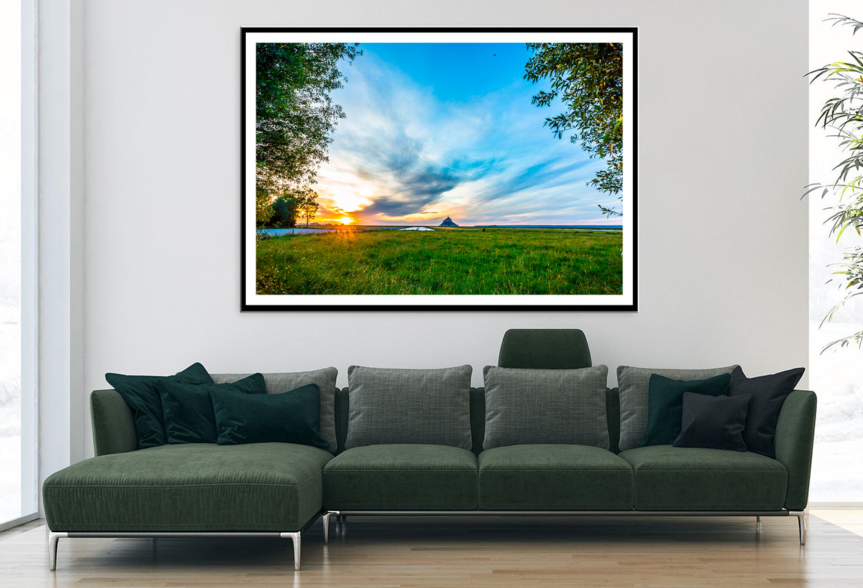 A Grassy Field under a Cloudy Sky Home Decor Premium Quality Poster Print Choose Your Sizes - Bella Home Decor