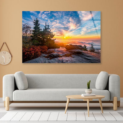 Mountains Sunrise Blue Ridge Parkway North Carolina Acrylic Glass Print Tempered Glass Wall Art 100% Made in Australia Ready to Hang