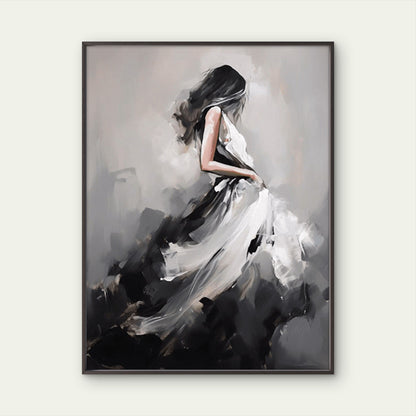Woman in Black and White Dress Art Fashion Home Decor Premium Quality Poster Print Choose Your Sizes - Bella Home Decor