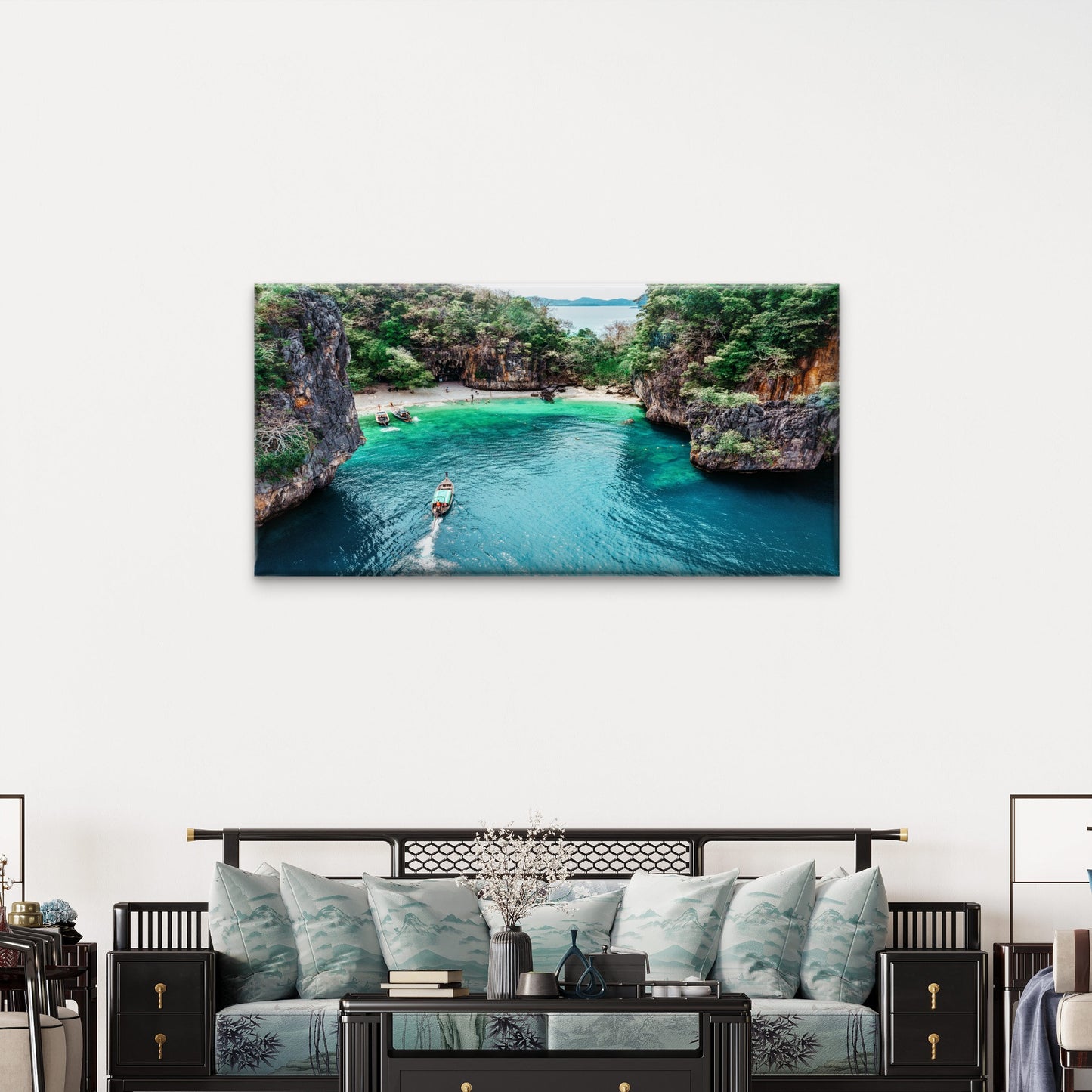 Aerial view Lao Lading Island Krabi Thailand Wall Art Canvas Office Home Room Framed 120x60cm