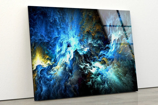 Blue Gold & White Fluid UV Direct Aluminum Print Australian Made Quality