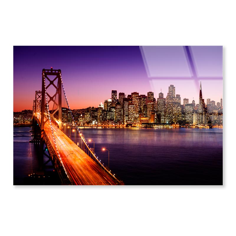 San Francisco Skyline and Bay Bridge at Sunset, California  Acrylic Glass Print Tempered Glass Wall Art 100% Made in Australia Ready to Hang