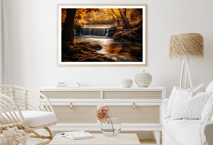 Beautiful autumn with Yellow Trees and Water Home Decor Premium Quality Poster Print Choose Your Sizes