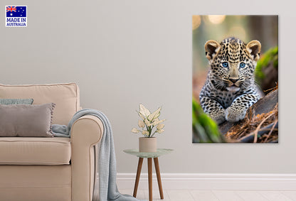 Leopard Cub is Seen in the Wood Wall Art Decor 100% Australian Made