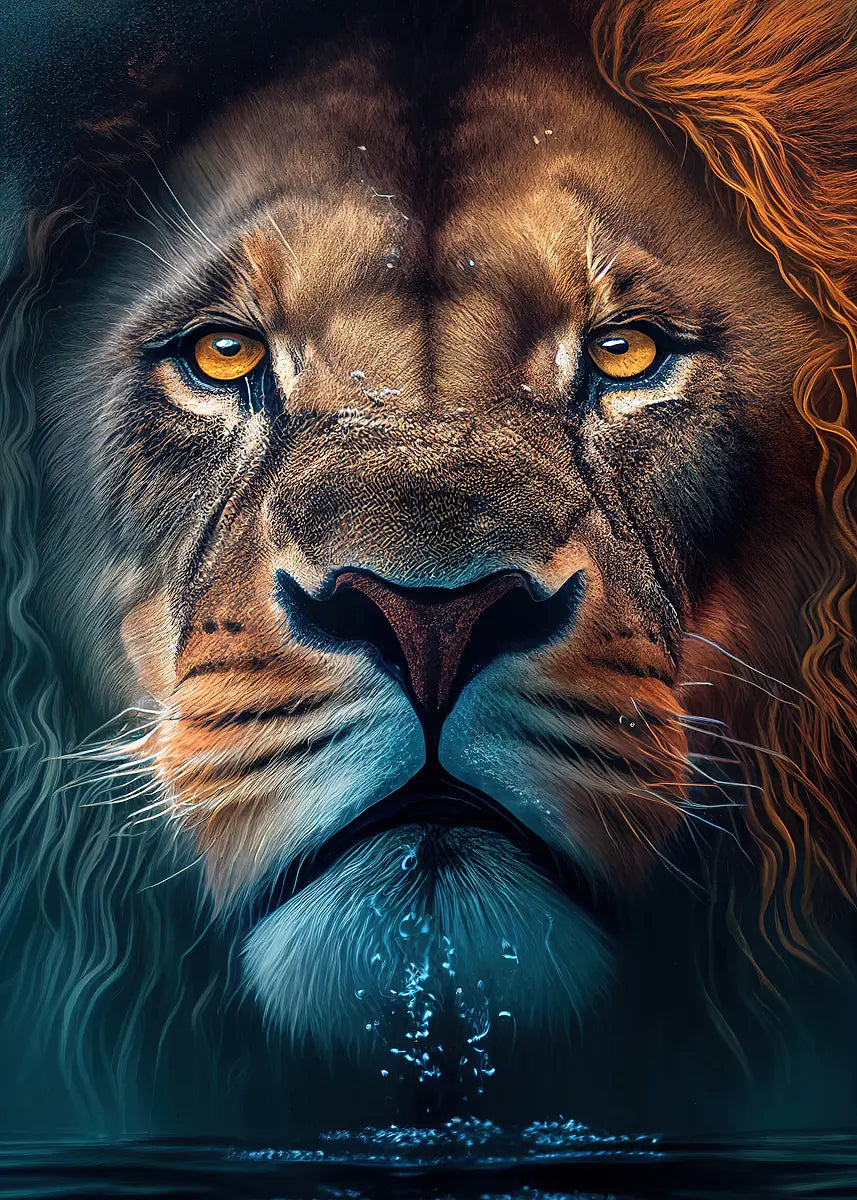 Royal Male Lion Close up 60x90cm Metal Print Ready to Hang