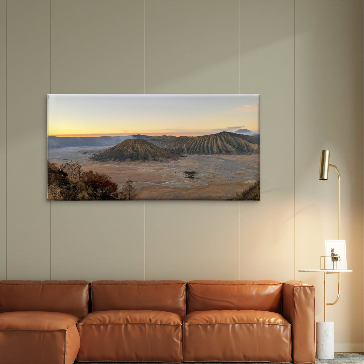 Mount Bromo Volcano Landscape Nature Wall Art Canvas Office Home Framed 120x60cm