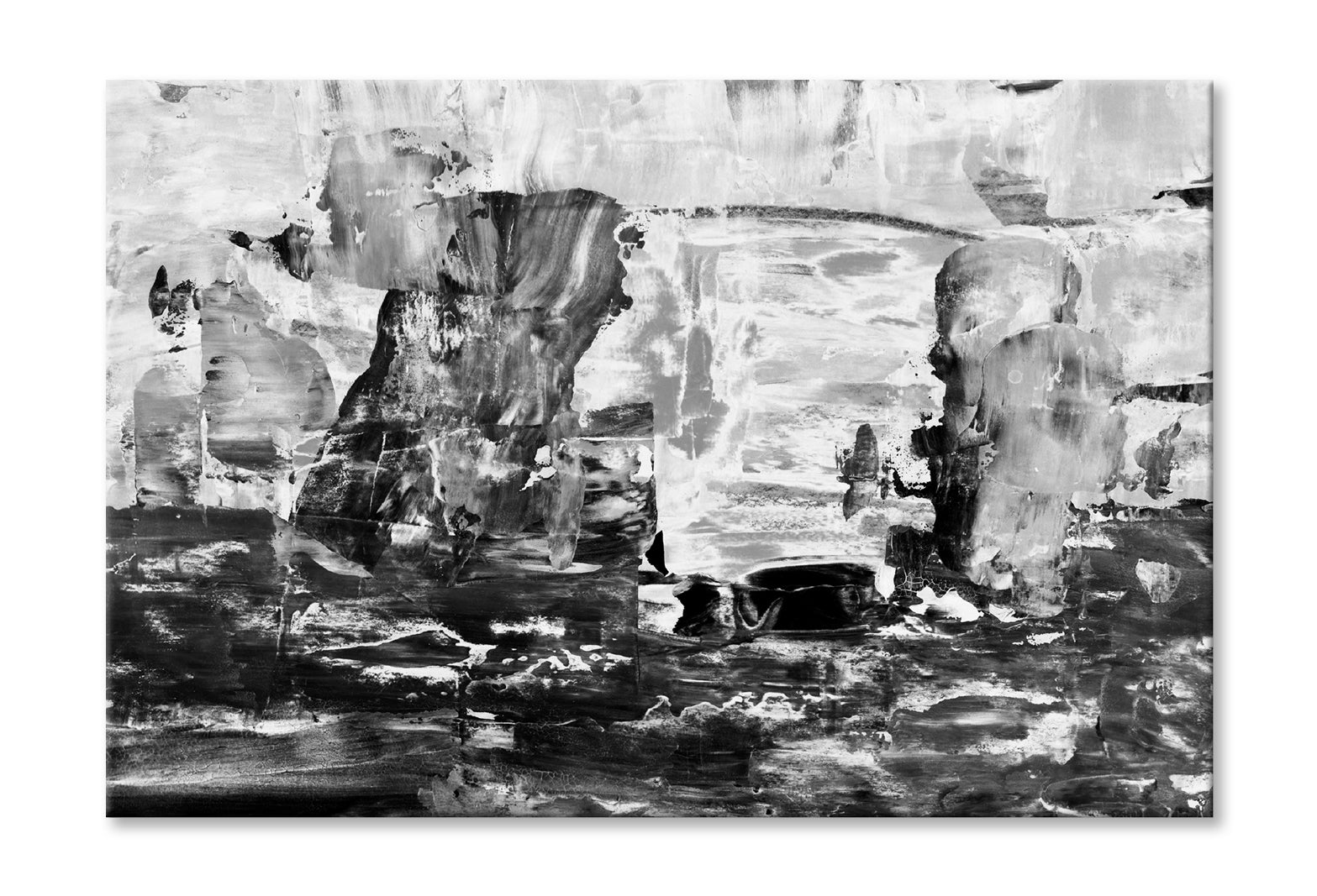 B&W Abstract Modern Acrylic Oil Painting Limited Edition High Quality Print Stretched Canvas None