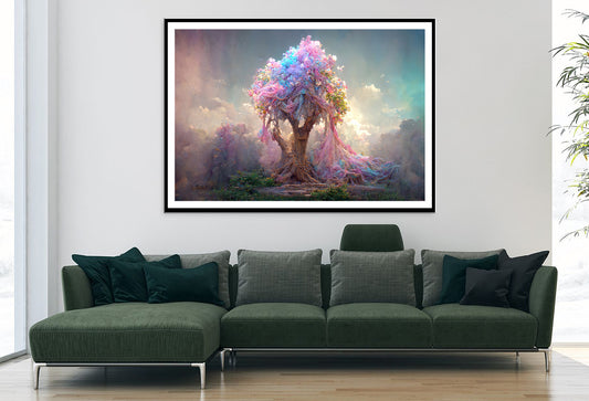 Fantasy Tree in Pink-Blue Colors Home Decor Premium Quality Poster Print Choose Your Sizes