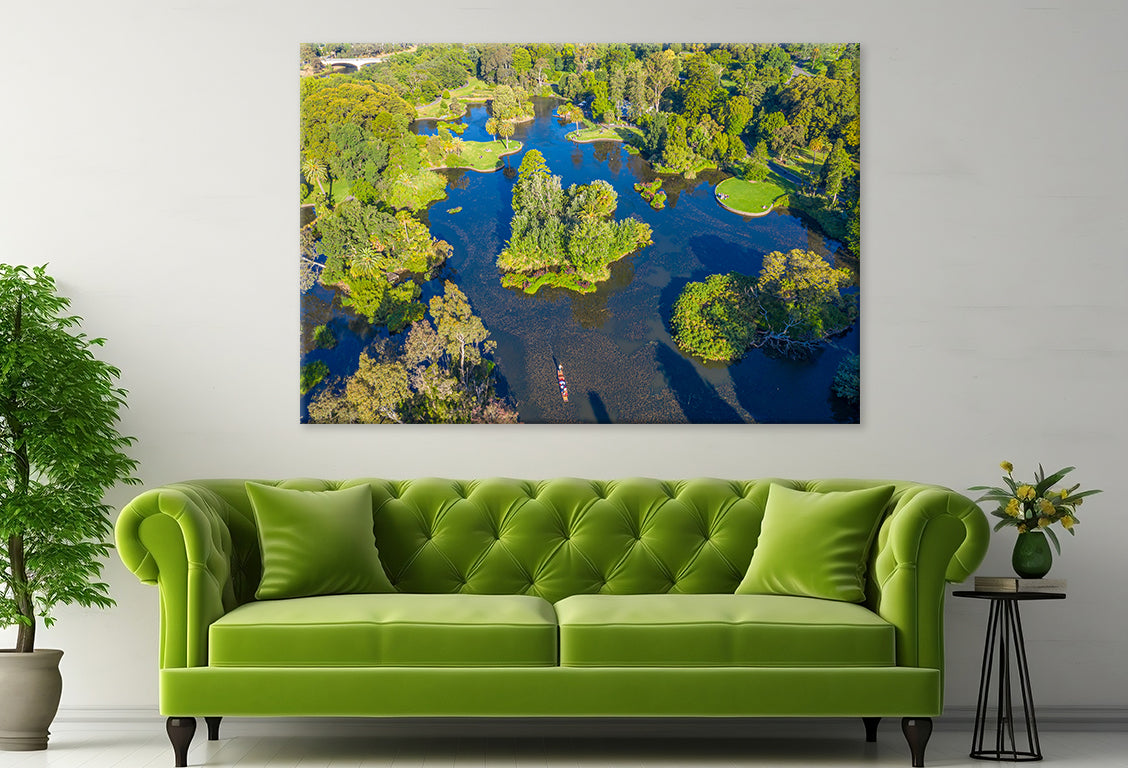 Royal Botanic Gardens Melbourne Lake Aerial View Wall Art Decor 100% Australian Made