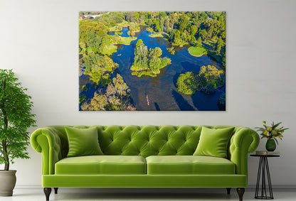 Royal Botanic Gardens Melbourne Lake Aerial View Wall Art Decor 100% Australian Made